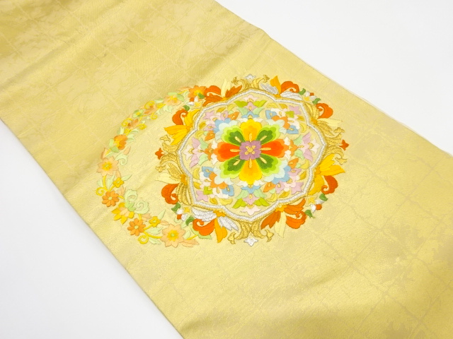 華紋模様　刺繍　名古屋帯